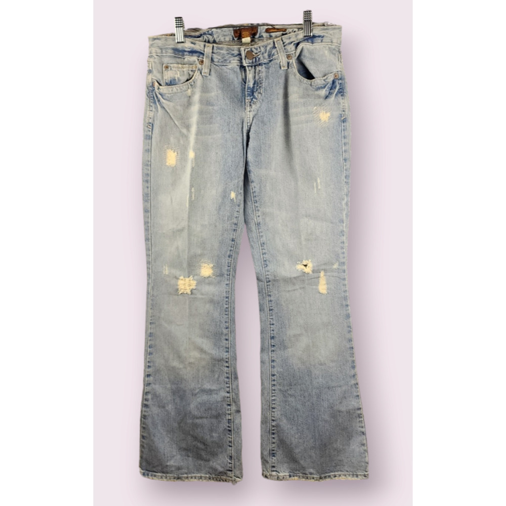 Aeropostale Jeans Flare Destressed Womens Size 5/6 Short Light Wash